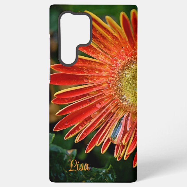 Personalised Samsung Case - Orange Gerbera Daisy (Back)