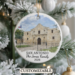 Personalised San Antonio Ornament, Custom Texas Ceramic Tree Decoration