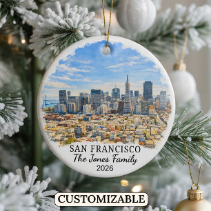 Personalised San Francisco Ornament, California Ceramic Tree Decoration