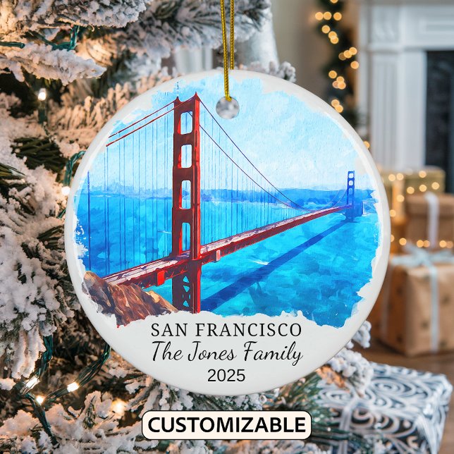 Personalised San Francisco Ornament, California Ceramic Tree Decoration (Creator Uploaded)