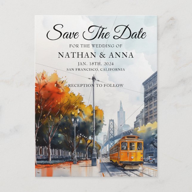 Personalised San Francisco Skyline Postcard (Front)