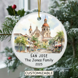 Personalised San Jose Ornament, California Ceramic Tree Decoration