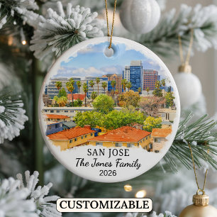 Personalised San Jose Ornament, Custom California Ceramic Tree Decoration