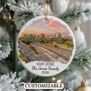 Personalised San Jose Ornament, Custom California Ceramic Tree Decoration