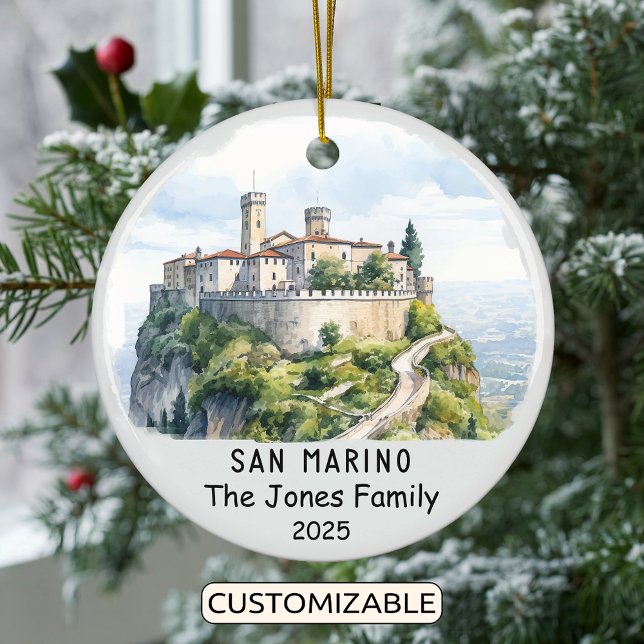 Personalised San Marino Ornament, Europe Ceramic Tree Decoration (Creator Uploaded)