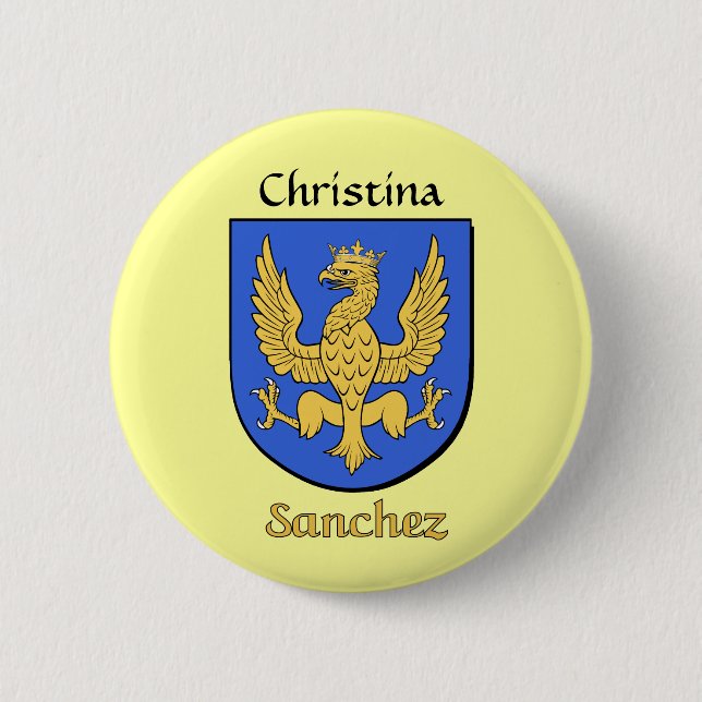 Personalised Sanchez Historical Shield 6 Cm Round Badge (Front)