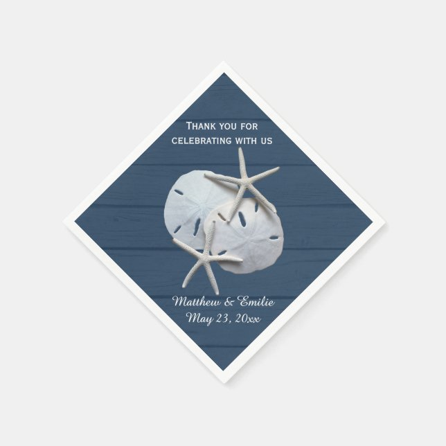 Personalised Sand Dollar Starfish Wedding Napkins (Corner)