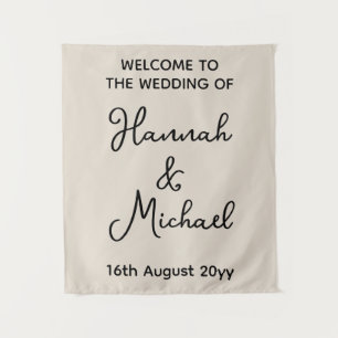 Personalised Sand Tan Welcome to Wedding Fabric Tapestry