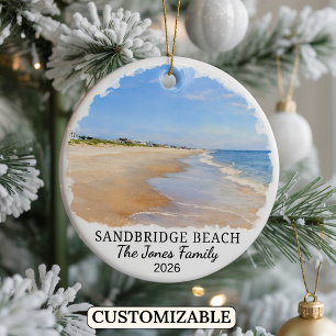 Personalised Sandbridge Beach Ornament, Custom Vir Ceramic Tree Decoration