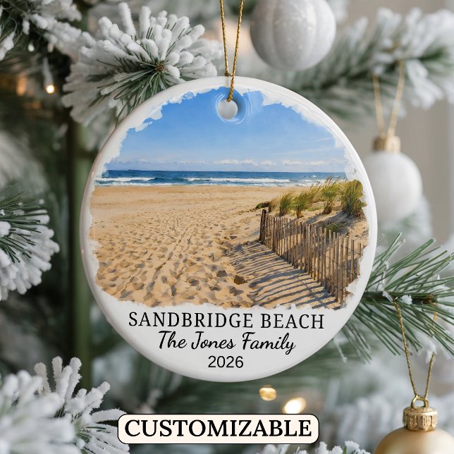 Personalised Sandbridge Beach Ornament, Custom Vir Ceramic Tree Decoration (Creator Uploaded)