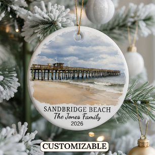 Personalised Sandbridge Beach Ornament, Custom Vir Ceramic Tree Decoration