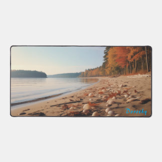 Personalised Sandy Beach with Trees Desk Mat