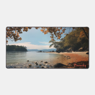 Personalised Sandy Beach with Trees Desk Mat