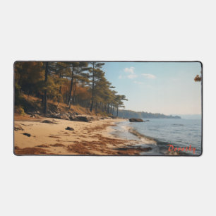 Personalised Sandy Beach with Trees Desk Mat