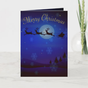 Personalised Santa and his sleigh Christmas Holiday Card