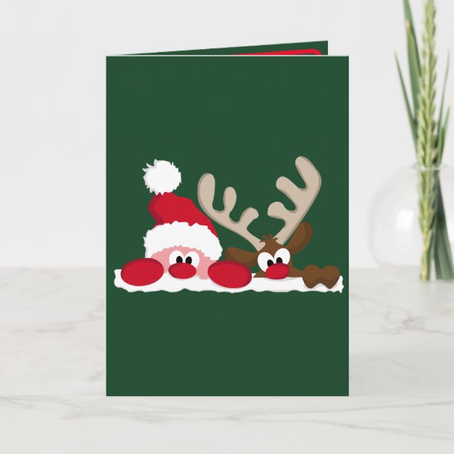 Personalised Santa and Reindeer Christmas Card (Front)