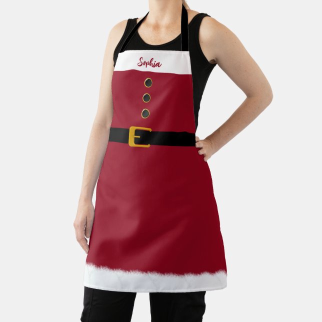 Personalised Santa Apron-Christmas-Red- Apron (Insitu)