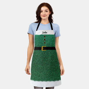 Personalised Santa Apron-Dazzling Emerald Green- Apron