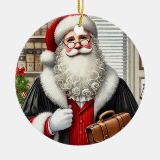 Personalised Santa as an Attorney Ceramic Tree Decoration