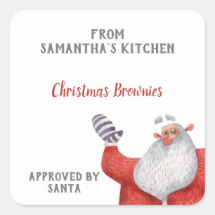 Personalised Santa Baked Goods Christmas Square Sticker