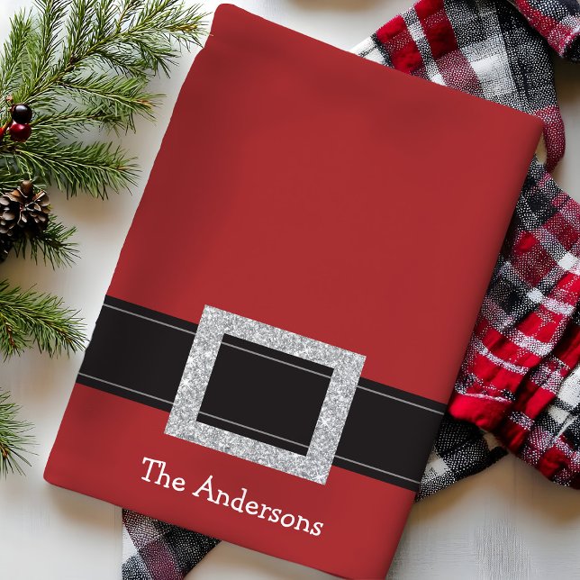 Personalised Santa Belt Holiday Kitchen Towel (Creator Uploaded)