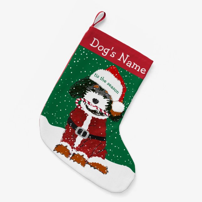 Personalised Santa  Bernedoodle  Small Christmas Stocking (Front (Hanging))