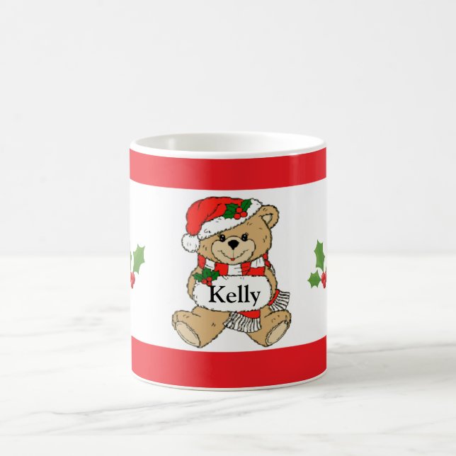 Personalised Santa Christmas Bear Coffee Mug (Center)