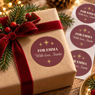 Personalised Santa Christmas Gift Round Sticker