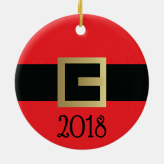 Personalised Santa Claus Belt Christmas Ceramic Tree Decoration