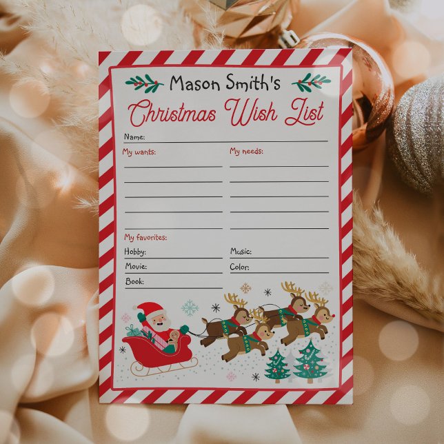 Personalised Santa Claus Christmas Wish List  Invitation (Creator Uploaded)