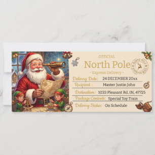 Personalised Santa Claus Delivery Note, North Pole Invitation