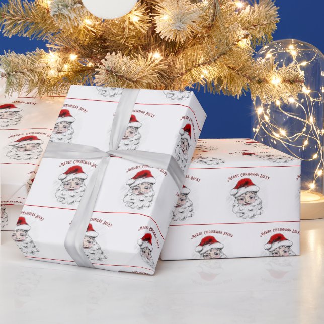 Personalised Santa Claus Holiday Christmas  Wrapping Paper (Holidays)