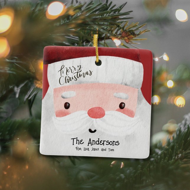 Personalised Santa Claus Merry Christmas Photo Ceramic Ornament (Creator Uploaded)