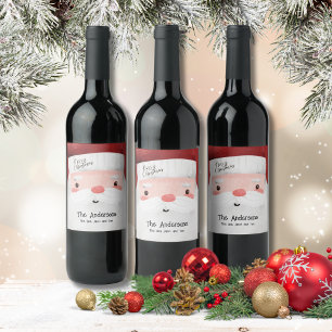 Personalised Santa Claus Merry Christmas Wine Label
