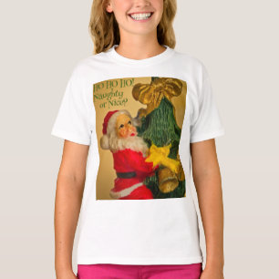 Personalised Santa Claus on Christmas Tree Vintage T-Shirt