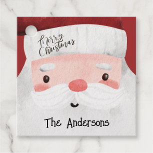 Personalised Santa Claus Watercolor Christmas Favour Tags