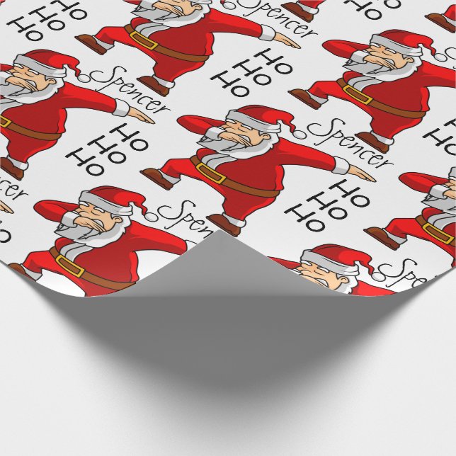 Personalised Santa Dabbing Wrapping Paper (Corner)