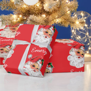 Personalised Santa Face Xmas Christmas Presents Wrapping Paper