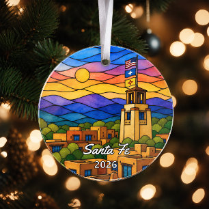 Personalised Santa Fe Acrylic Ornament, Custom New Ornament