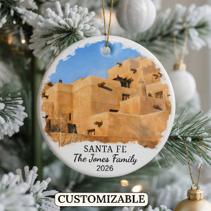 Personalised Santa Fe Ornament, Custom New Mexico Ceramic Tree Decoration