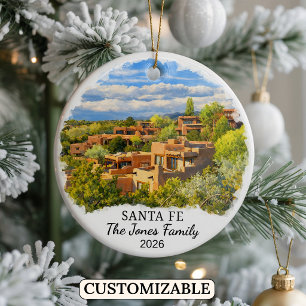Personalised Santa Fe Ornament, Custom New Mexico Ceramic Tree Decoration