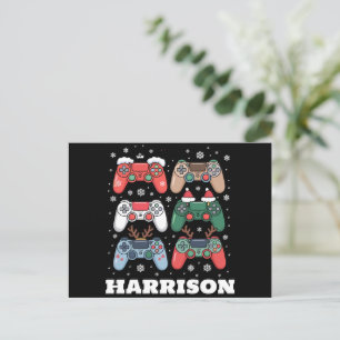 Personalised Santa Gaming Controller Gamer Xmas Holiday Postcard