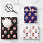 Personalised Santa Hat Face 3 Photo Christmas Gift Wrapping Paper Sheet<br><div class="desc">Personalised Face 3 Photos Santa Hat Family Christmas Gift Wrap</div>