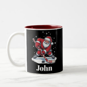 Personalised Santa Ice Hockey Christmas Sport Two-Tone Coffee Mug
