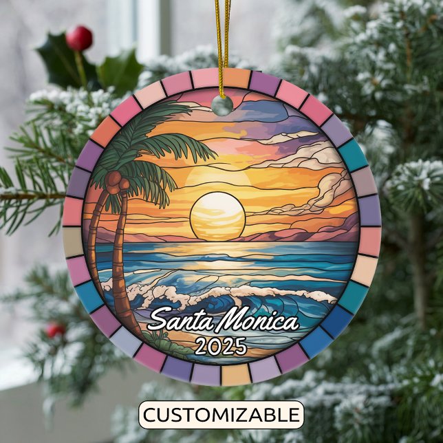 Personalised Santa Monica Ornament, California Ceramic Tree Decoration (Creator Uploaded)