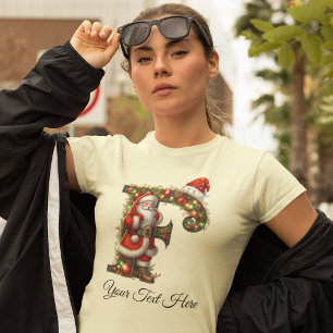 Personalised Santa Monogram Christmas Holiday T-Shirt