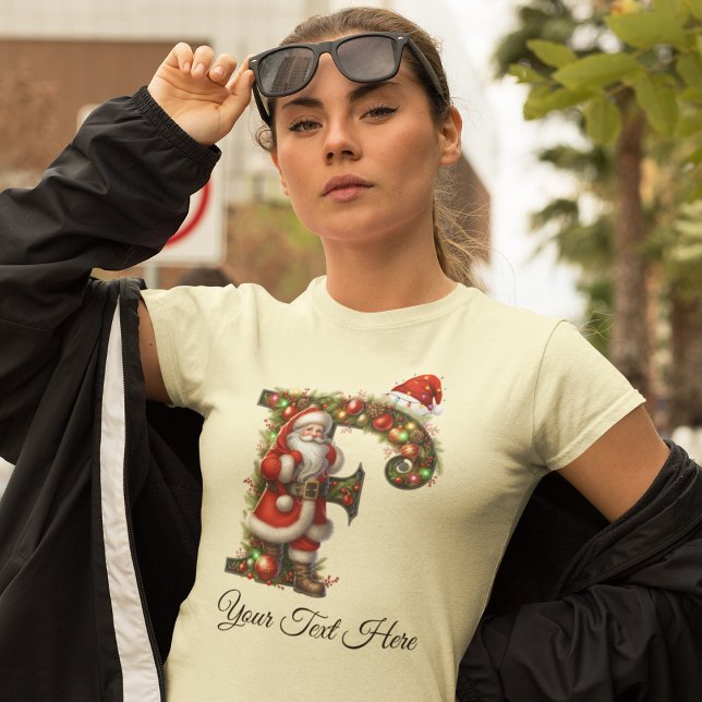 Personalised Santa Monogram Christmas Holiday T-Shirt (Creator Uploaded)