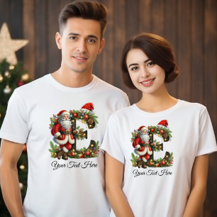 Personalised Santa Monogram Christmas Holiday T-Shirt