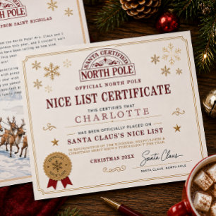 Personalised Santa Nice List Certificate for Kids
