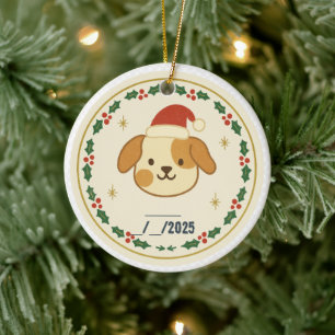 Personalised Santa Paws Pet Ornament Custom Name